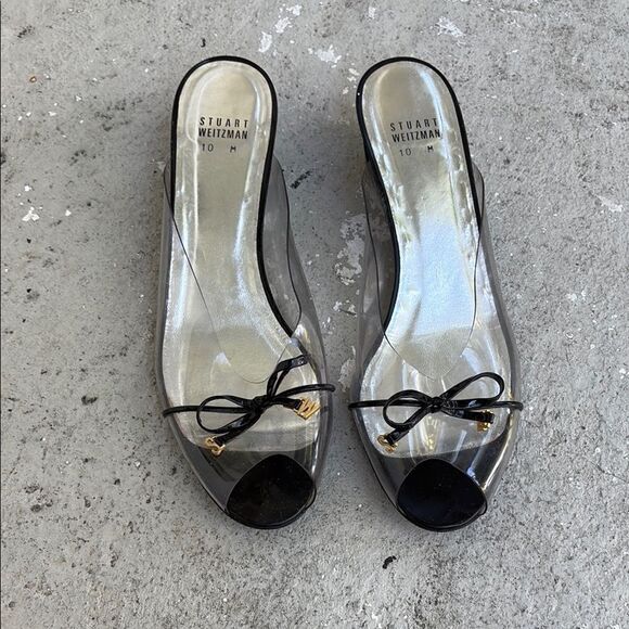 Stuart Weitzman Women's Black Slide Sandals - Picture 1 of 11